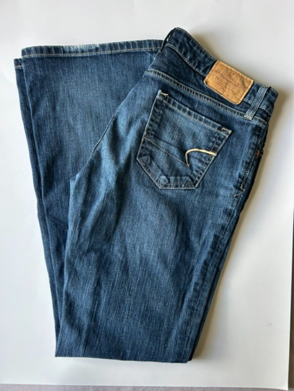 Vintage American Eagle Hipster Bootcut Jeans Y2K Distressed Hem Size 10